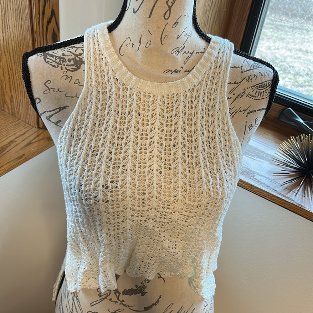 Millau Cream Crochet Tank Top Size Small